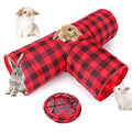 BWOGUE Bunny Tunnels & Tubes, 3-Way Collapsible Rabbit Hideout for Bunnies - color: Plaid