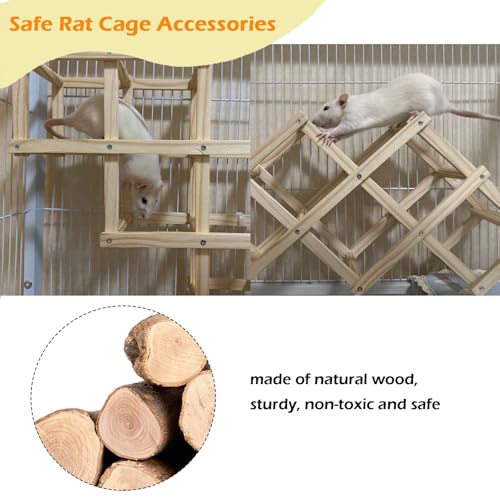 2Pcs Bird Foraging Toys Puzzle, Bird Slow Feeder Mats, Interactive Parrot Foraging Toys to Increase Feeding Time & Wooden Rat Climbing Toys, Natural Pet Rat Cage Accessories Climbing Ladder