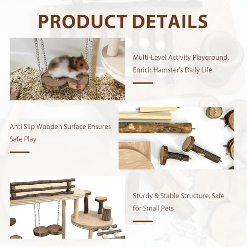 Large Wooden Hamster Toys Playground Set with Ladder & Bridge