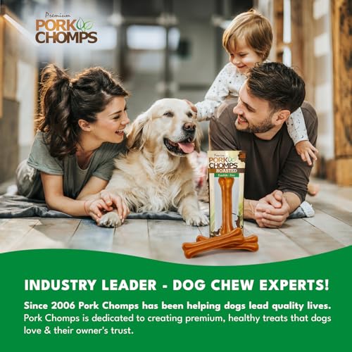 Pork Chomps Roasted Pressed Pork Skin Dog Chew, 7-inch Bone, 1 Count (Pack of 5) - size: 1 Count (Pack of 5)