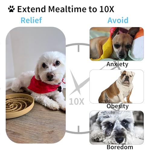 Bifeaw Slow Feeder Dog Bowls, Dishwasher Microwave Safe Silicone Puppy Puzzle Bowl with Non-Slip Design for Eating (Blue and Yellow) - color: Blue and Yellow