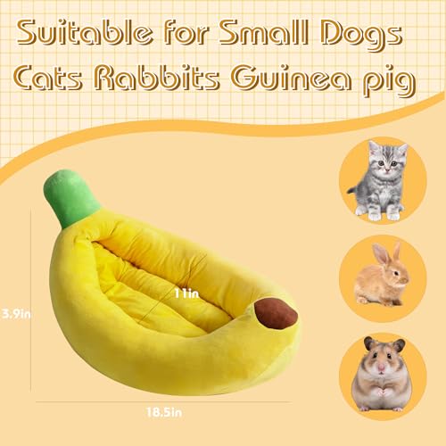 Rabbit Bed Warm Small Dog Cat Sleeping Carrot Banana Beds Bunny Bed Guinea Pig Hideout Bed Thick Soft with Removable Mat,Machine Washable Guinea Pig Cushion (Banana（18.5 * 11.02 * 3.94）) - color: banana（18.5*11.02*3.94）