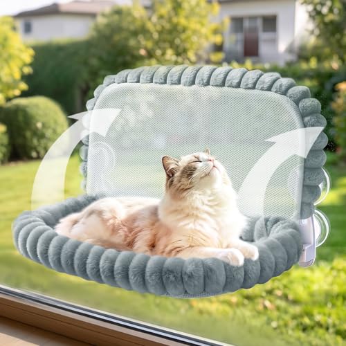 Cat Window Hammock - Gray Cordless Foldable Perch for All Cats - color: Gray