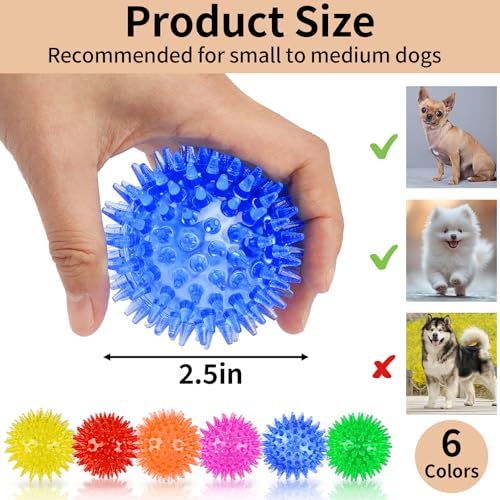 6 Pack Squeaky Spiky Dog Balls, Puppy Chew Toys for Teething, Small - size: Small