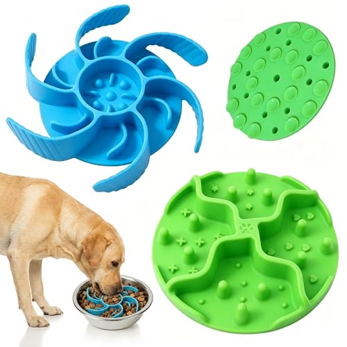 2PCS Slow Feeder Insert for Dog Bowls,Fits 4.7"-7" Bowls - color: Green Blue