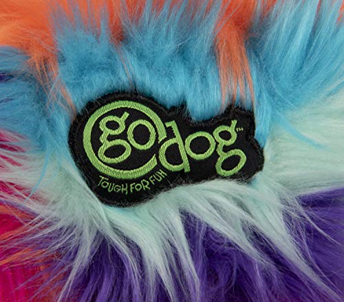 goDog Furballz Squeaky Plush Ball Dog Toy, Chew Guard Technology - Cool Rainbow, Large - color: Furballz (Cool Rainbow)