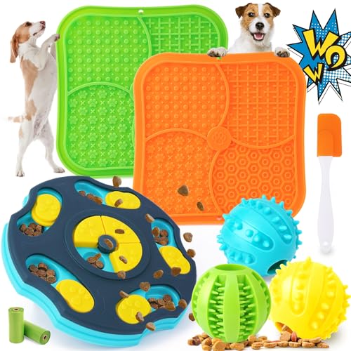 Forfon 9 Pack Dog Enrichment Toy Set with Puzzle Toy & Lick Mats - color: All-Around Dog Puzzle Toys