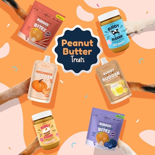 Pumpkin Pup Buddy BUDDER, 100% Natural Dog Peanut Butter, Healthy Peanut Butter Dog Treats, Made in USA, (17oz Jars) - size: 1.06 Pound (Pack of 1)