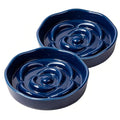 Slow Feeder Cat Bowl Set of 2, Ceramic Slow Feeding Cats Bowl Whisker Friendly, Anti Vomiting Cat Feeder for Dry and Wet Food，Fun Maze Interactive Bloat Stop Puzzle Bowls for Healthy Eating Diet - color: Navy blue
