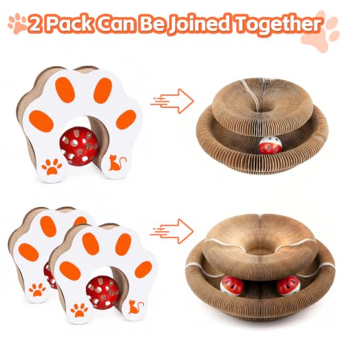 1 Pack Interactive Cat Scratch Toys with Bell Ball, Magic Organ Kitty Scratching Board for Indoor Cats Toys & Grinding Claw - color: Brown-1Pack
