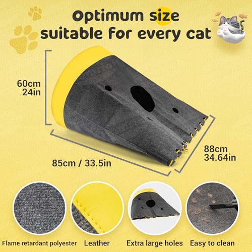Homrich Interactive Cat Play Bag- Durable Rug for Hide and Seek, Collapsible Hole Mat, Tunnel Sleeping Bag for Indoor Cat- Fun Activity Pet Training Toy - size: Large