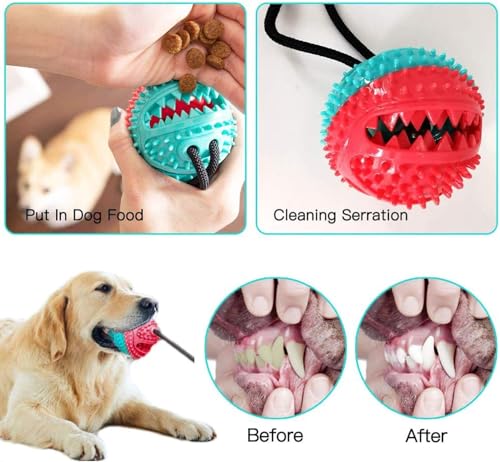 Dog Chew Toys for Aggressive Chewers, Puppy Dog Training Treats Teething Rope Toys for Boredom - Dog Puzzle Treat Food Dispensing Ball Toys for Small Large Dogs