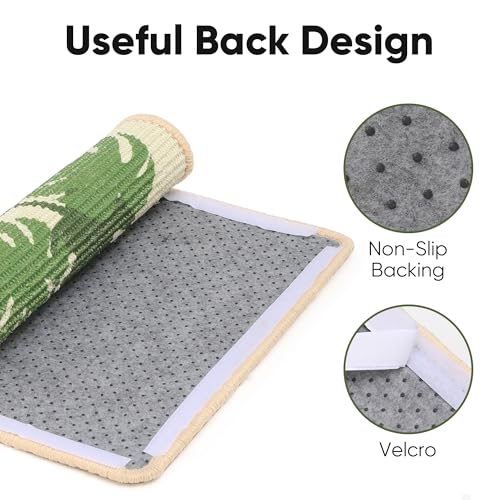 FUKUMARU Sisal Cat Scratching Mat, 23.6 x 15.7 Inch Cat Scratch Pad Wall - color: Monstera-23.6 x 15.7 Inch