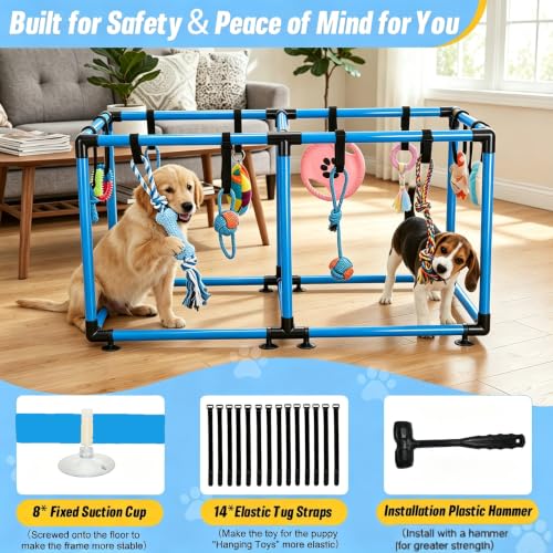 Blue Puppy Play Gym with 12 Hanging Toys (Blue) - color: Blue, size: 19.5x38in