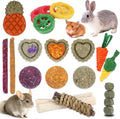 Bunny Toys, 21PCS Rabbit Chew Toys for Teeth, Guinea Pig Natural Treats - size: 21Pack-small Set