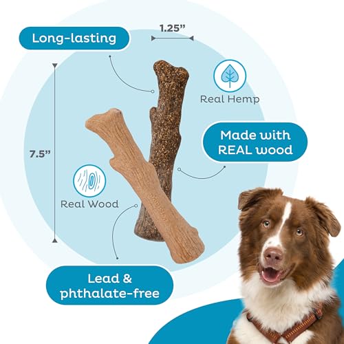 Dogwood Calming Stick Dog Chew Toy, Medium, 7.5", 2-Pack - color: Dogwood & Calming