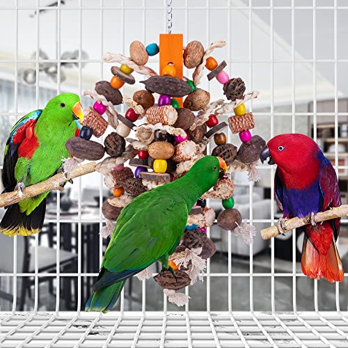 19.6" Large Parrot Bird Chewing Toys-Natural Nuts Corn Parrot Tearing Toy