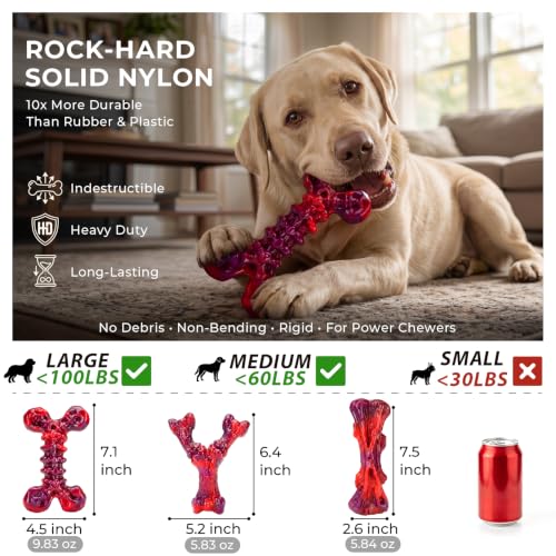 Kseroo 3-Pack Beef Flavored Dog Chew Toys for Aggressive Chewers, Red-XL - color: 3PC-Beef-Red