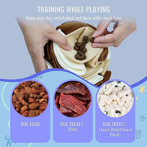 Pet Snuffle Ball, Puzzle Sniffing Interactive Dog Ball for Blind Dogs Training Stress Relief Dog Enrichment Toys Treat Machine Washable (20cm, Milk Tea Brown) - color: Milk tea brown, size: 20cm