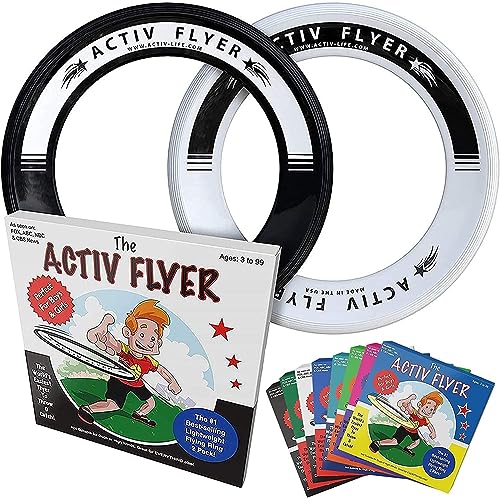 Activ Life Kid’s Flying Rings (2 Pack) They Fly Straight & Don’t Hurt, 80% Lighter Than Standard Rings - Replace Screen Time with Healthy Family Fun - Get Outside & Play - color: White/Black