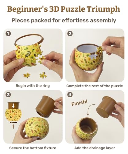 PieceRelax Unique 3D Puzzle Planter - 80 Plastic Pieces [K1100] - color: Singing Birds and Flowers