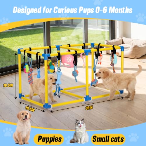 Puppy Play Gym with 12 Hanging Toys (Yollow) - color: Yellow, size: 19.5x38in