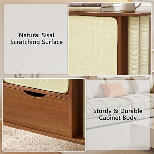 Cat Scratch Side Table with Storage, Couch Protector from Cat Claws