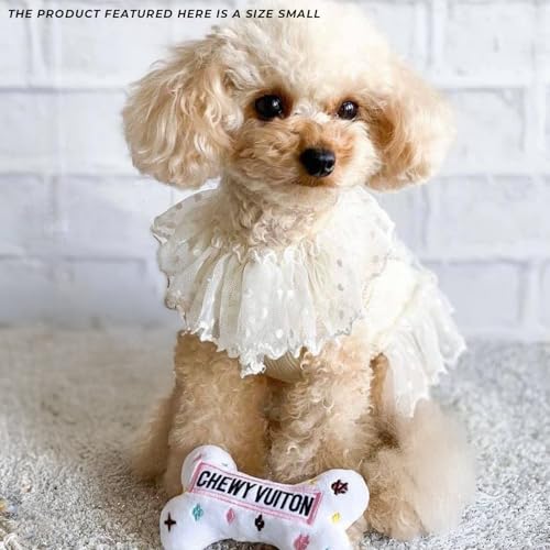 Haute Diggity Dog Chewy Vuiton Bone Plush Dog Toy, Designer Parody Toy - color: White Bone, size: Small