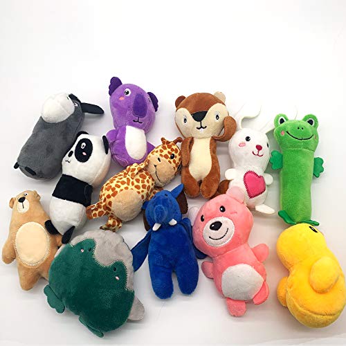 Jalousie 12 Pack Plush Animal Dog Toy, Premium Squeaky Chew Toys for Small Medium Dogs, Stuffed Puppy Toys for Pets - Dental Cleaning & Stress Relief - color: 12 Pack Animals