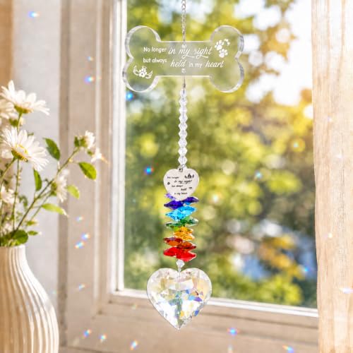 Dog Memorial Gifts for Loss of Dog, Pet Memorial Suncatchers - color: Clear Bone Engraving