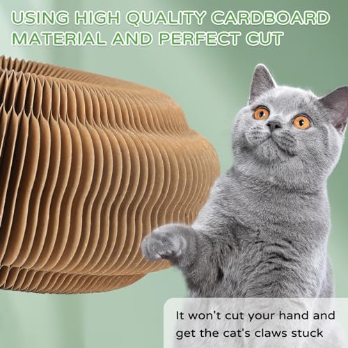 Goosheep 3 Pack Cardboard Cat Scratcher Board,Accordion Toy for Indoor Cats - size: Round-3PK
