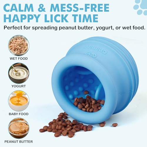 Treat Dispensing Dog Toy, Long-Lasting Interactive Puzzle Toys for Dogs, Stuffable Dog Enrichment Frozen Lick Treat Toy for Boredom, BPA Free Silicone Fetch Catch Chew Toy (Light Blue,L) - color: Light blue, size: L