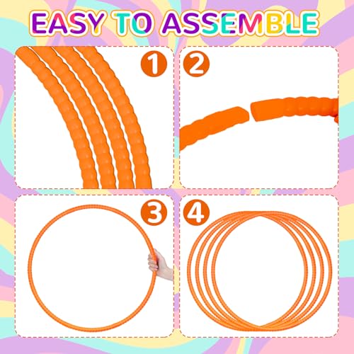 Shappy 6 Pcs Exercise Hoop Set Detachable Adjustable - color: Orange, size: 20 Inch