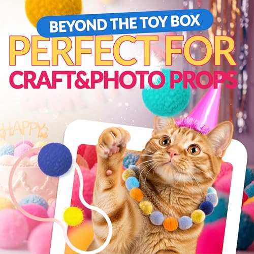 HA SHI 800pc Cat Pom Pom Balls in Jar - 0.4-1.2in Soft Quiet Cat Toys - color: 800pcs
