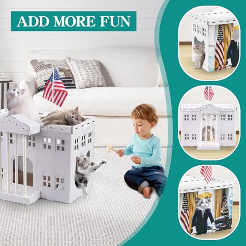 EARTHSON White Cardboard Cat Houses for Indoor Cats, Cat Scratcher House, Cat Play House, Cat Scratcher Box