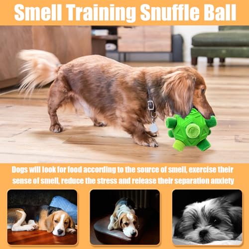 Dog Snuffle Ball,Interactive Puzzle Dog Toys with Strips and Squeaky Carrot - color: All Green