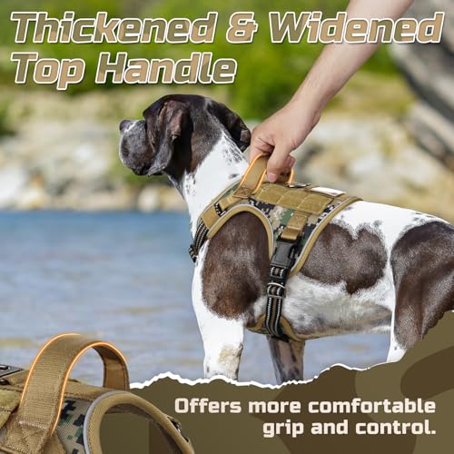 rabbitgoo Tactical Dog Harness for Medium, No Pull Military Service Vest - color: Brown camo, size: Medium