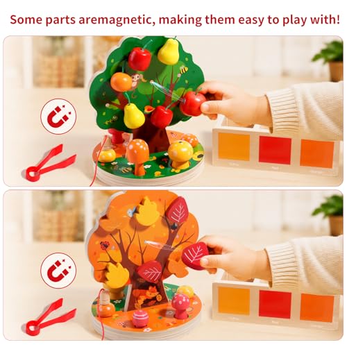 INIFEIDALA Montessori Toys for 3 4 5 6 Year Old - Fine Motor Skills Toy - size: Apple Picking