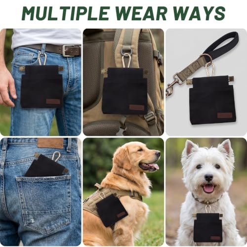 Dog Treat Pouch for Pet Training Portable Puppy Walking Bag, Black 12X12cm