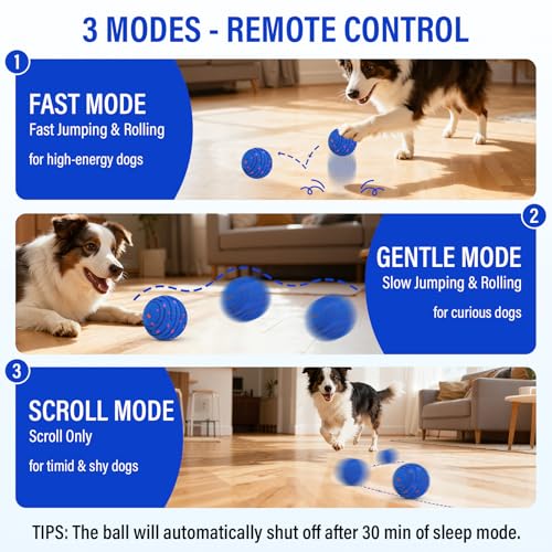 Smart Interactive Dog Ball with Remote Control for Medium Large Dogs - color: Bright Blue