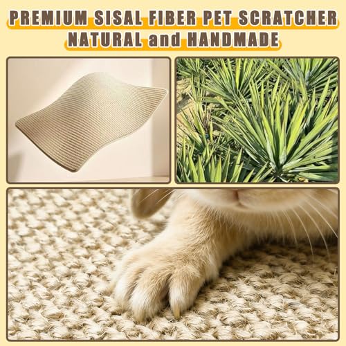 Rabbit Scratcher Mat Natural Sisal Mat Rabbit Chew Toys Bunny Cage Accessories Bunny Beds for Scratch Sleeping Playing, 15.75" x 12.60"