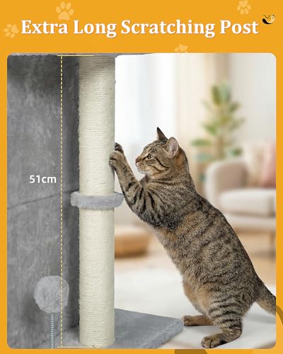 Aechonow Cat Tree for Large Cat,2 Cozy Cat Condo House for Large & Fat Cats - color: 24''Light Grey
