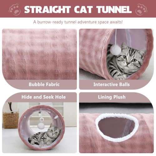 Straight Bubble Cat Tunnel for Indoor Cats 47"x12", Dusty Pink - color: Dusty Pink, size: Straight