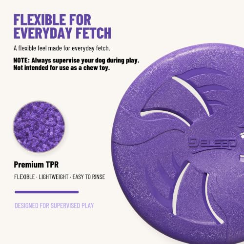 Dog Flying Disc, Flexible TPR Dog Fetch Toy, 9.06 inch, Purple - color: Purple, size: Large