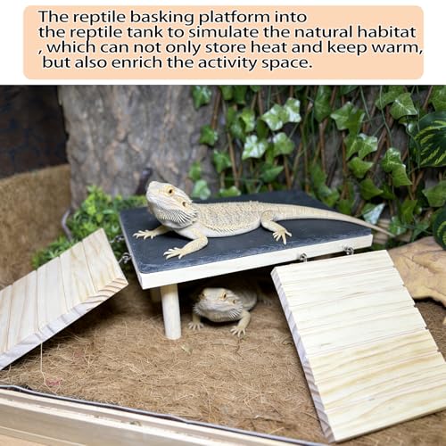 Bearded Dragon Basking Platform Reptile Hideout Climbing Tank Accessories - size: Medium