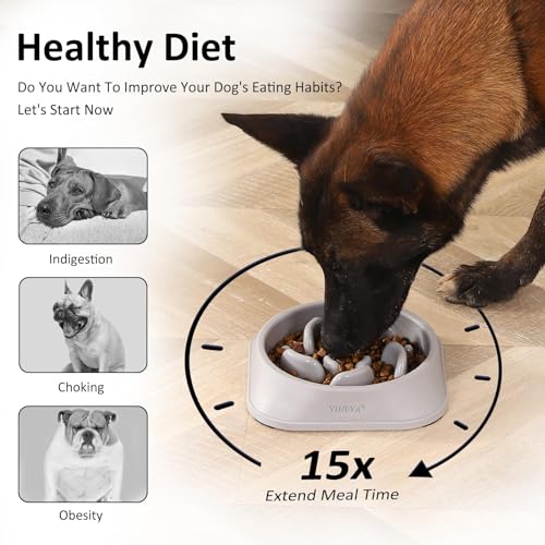 YINEYA 2PCS Slow Feeder Dog Bowls, Pet Supplies that Slow Down Eating, Pet Food Bowls, Maze Dog Puzzle Feeder for Medium Breed - color: B - Gray & Black, size: Medium