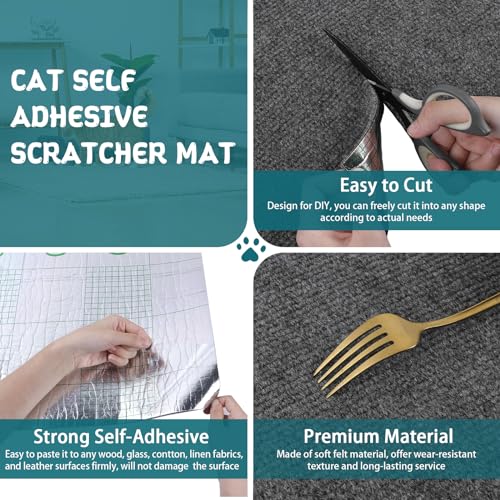 LSGCQ Cat Scratch Mat Self Adhesive Cat Scratch Furniture Protector - color: Dark Gray, size: 15.8’’x78.7’’