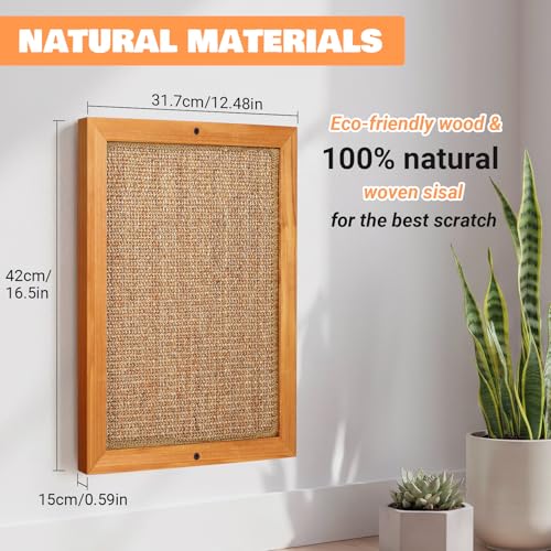 Wall Mounted Cat Scratching Post, Wooden Sisal Scratcher for Indoor Cats - size: Extra Large