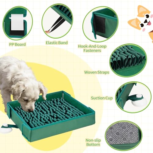 Liitrton Dog Snuffle Mat, Interactive Slow Feeding Sniff Mat for Dog, Green - color: Green