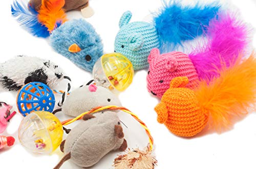 Fashion's Talk Mouse Cat Toys Mixed Bag 27 Assorted Mice Toy for Cats Kitten Catnip,Feather,Furry,Rattle,Plush,Interactive Kitty Toys - size: 27 Count Assorted Mice